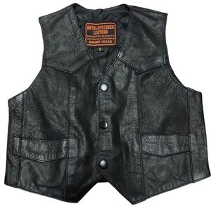 Antelope CREEK Size Small Kids Black Charcoal Vest.Quality USA Leather Vest.‎